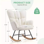 Mecedora planeadora moderna tapizada de Teddy con respaldo alto, silla de lectura para guardería, dormitorio, sala de estar