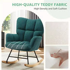 Mecedora planeadora moderna tapizada de Teddy con respaldo alto, silla de lectura para guardería, dormitorio, sala de estar