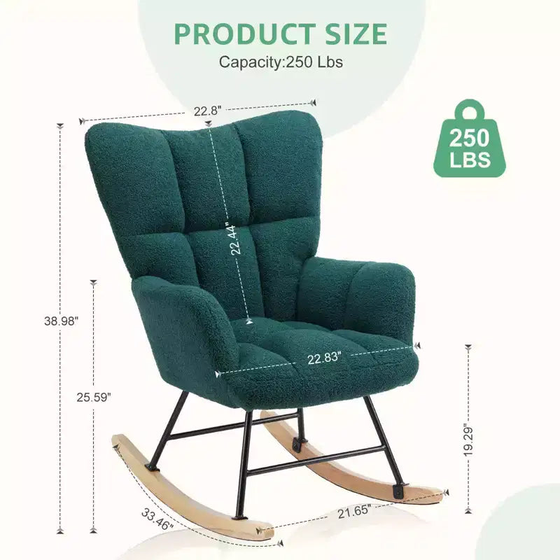 Mecedora planeadora moderna tapizada de Teddy con respaldo alto, silla de lectura para guardería, dormitorio, sala de estar