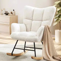 MAYEERTY Teddy Upholstered Modern Glider Rocker High Backrest Reading Chair for Nursery Bedroom Living Room
