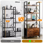 Estantería de 5 Niveles Celebalcony con 2 Cajones, Unidades de Estantería de Pie, Organizador de Almacenamiento de Madera y Metal, Librería para el Hogar, Oficina, Dormitorio, Marrón Rústico