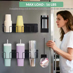 Pequeños soportes magnéticos para botellas de agua - Organizador de nevera para vasos de 30 oz y 40 oz con almacenamiento para tapa/pajita (uso en cocina/oficina)