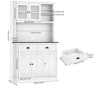 Mueble de almacenamiento de despensa de cocina de madera de 71 pulgadas, aparador independiente con soporte para microondas, barra de café, 2 cajones, 5 puertas y estantes para comedor