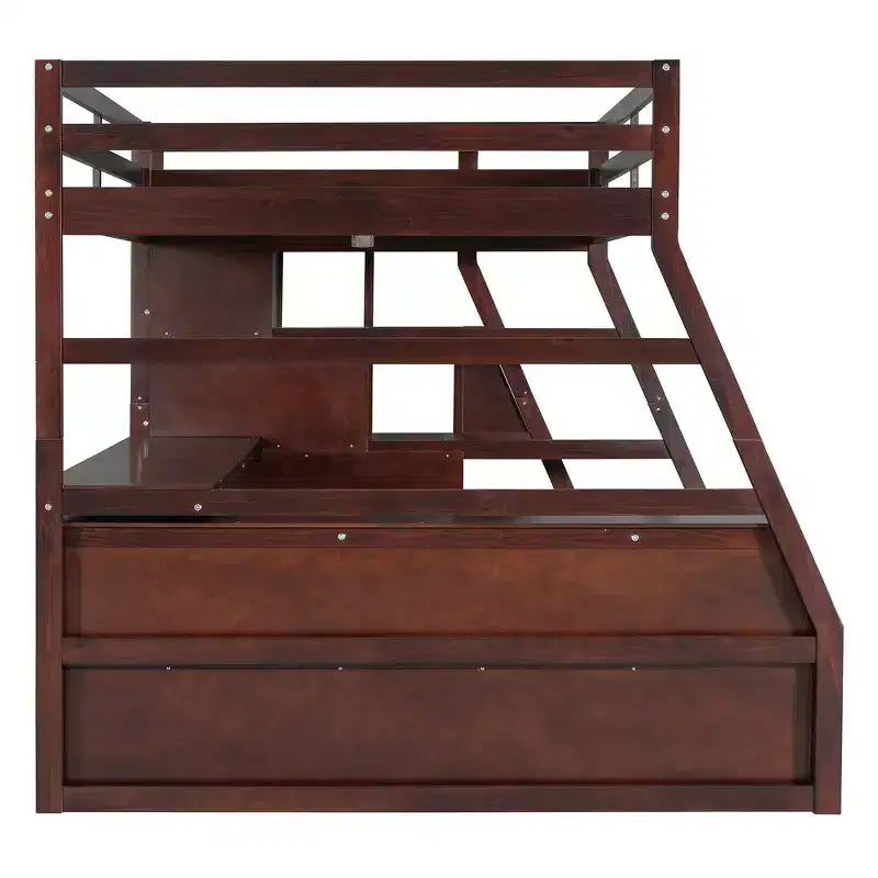 Cama alta de tamaño completo con 7 cajones, 2 estantes y escritorio, construcción sólida