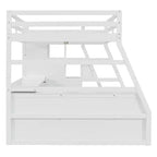 Cama alta de tamaño completo con 7 cajones, 2 estantes y escritorio, construcción sólida