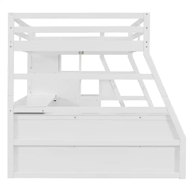 Cama alta de tamaño completo con 7 cajones, 2 estantes y escritorio, construcción sólida