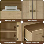 Mueble de despensa de granja de 72 pulgadas color madera, armario de almacenamiento alto de cocina de 4 puertas con estantes ajustables y cajón para comedor/sala de estar