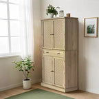 Mueble de despensa de granja de 72 pulgadas color madera, armario de almacenamiento alto de cocina de 4 puertas con estantes ajustables y cajón para comedor/sala de estar