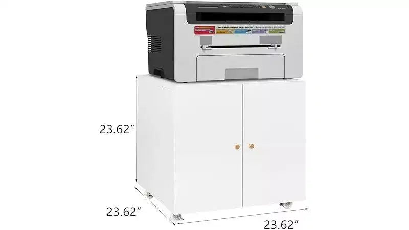 Soporte metálico para impresora con almacenamiento, archivador móvil con ruedas con puertas y estante ajustable, mesa moderna para impresora con ruedas