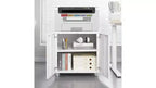 Soporte metálico para impresora con almacenamiento, archivador móvil con ruedas con puertas y estante ajustable, mesa moderna para impresora con ruedas