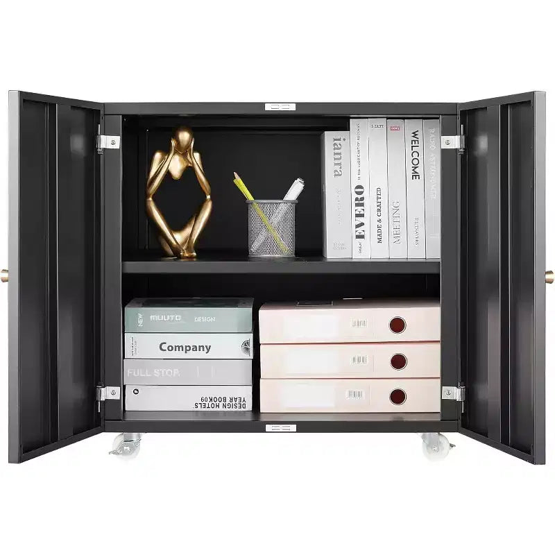 Soporte metálico para impresora con almacenamiento, archivador móvil con ruedas con puertas y estante ajustable, mesa moderna para impresora con ruedas