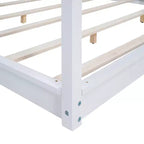 Cama con dosel Canopy Platform Bed, Estructura de cama de madera con patas de soporte de base baja, Fácil montaje, para niños y adolescentes