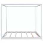Cama con dosel Canopy Platform Bed, Estructura de cama de madera con patas de soporte de base baja, Fácil montaje, para niños y adolescentes