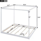 Cama con dosel Canopy Platform Bed, Estructura de cama de madera con patas de soporte de base baja, Fácil montaje, para niños y adolescentes