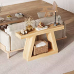 Mesa consola estrecha de 55 pulgadas, mesa de entrada de 2 niveles, mesa de sofá detrás del sofá, mesa de entrada para pasillo, entrada, sala de estar, vestíbulo, oficina