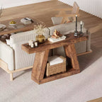 Mesa consola estrecha de 55 pulgadas, mesa de entrada de 2 niveles, mesa de sofá detrás del sofá, mesa de entrada para pasillo, entrada, sala de estar, vestíbulo, oficina