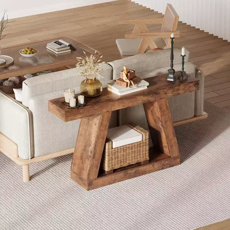 Mesa consola estrecha de 55 pulgadas, mesa de entrada de 2 niveles, mesa de sofá detrás del sofá, mesa de entrada para pasillo, entrada, sala de estar, vestíbulo, oficina
