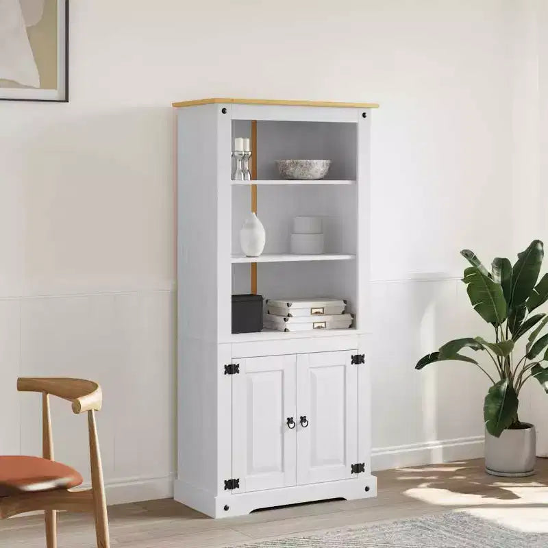 Mueble Auxiliar Marrón Madera Maciza de Pino 80x40x170 cm