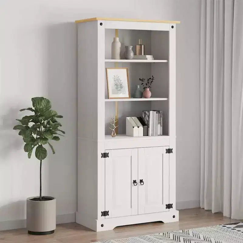 Mueble Auxiliar Marrón Madera Maciza de Pino 80x40x170 cm