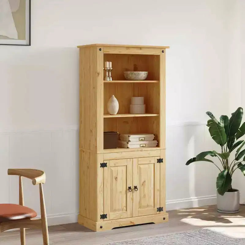 Mueble Auxiliar Marrón Madera Maciza de Pino 80x40x170 cm