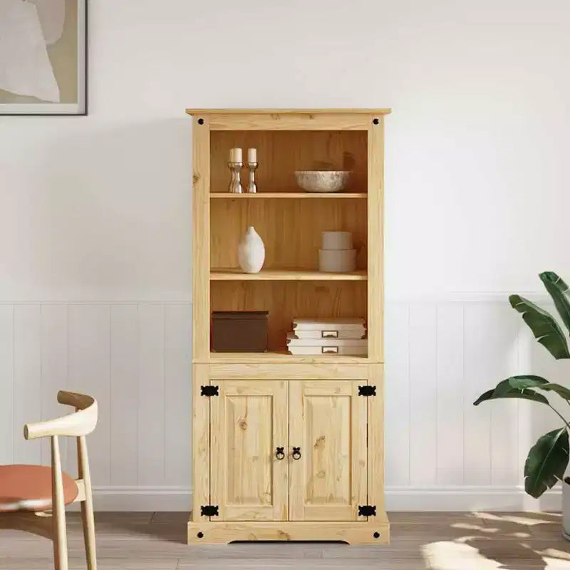 Mueble Auxiliar Marrón Madera Maciza de Pino 80x40x170 cm
