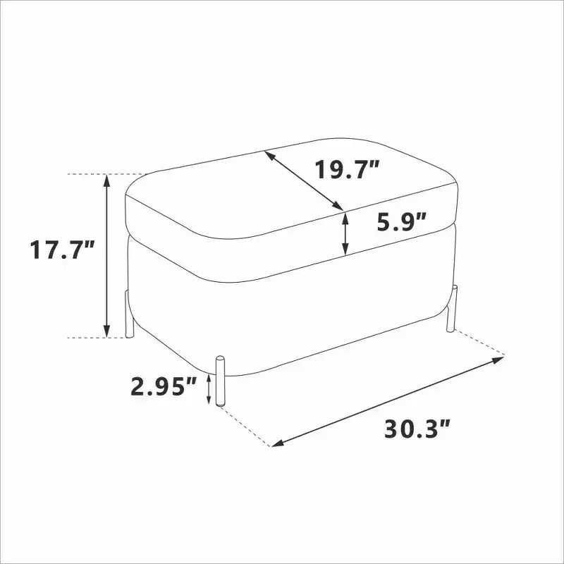 Banco otomano de almacenamiento de 30.3 pulgadas, banco otomano tapizado para los pies de la cama con almacenamiento oculto, otomana de pana para sala de estar, recibidor
