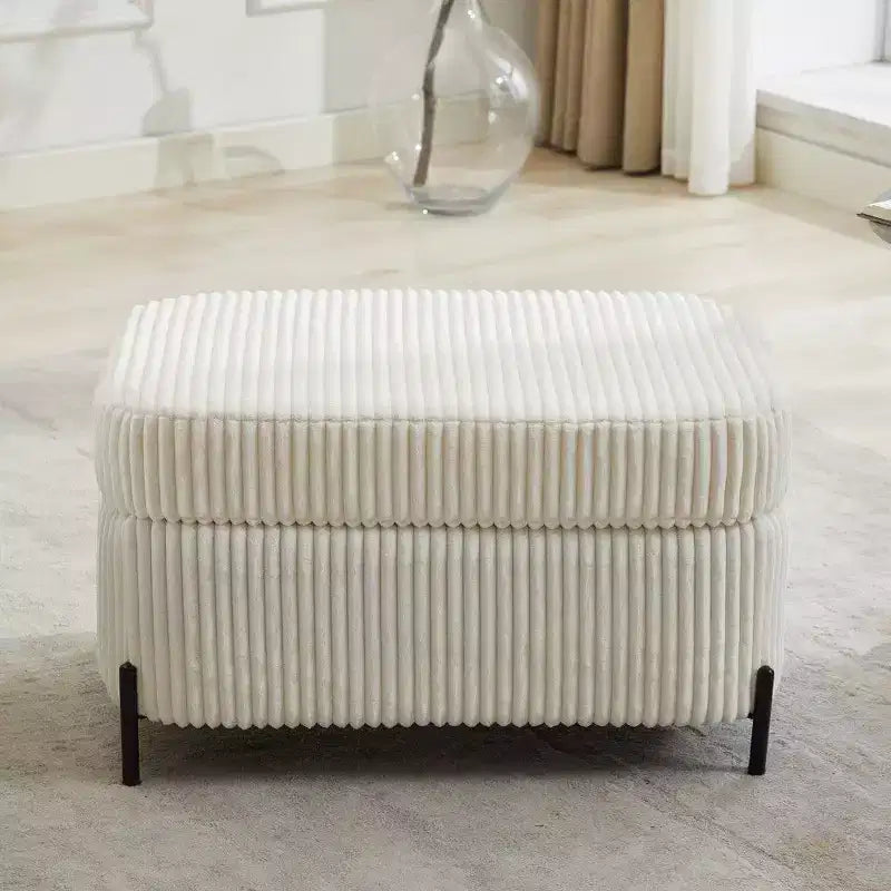 TUYOHW 30.3 Storage Ottoman Bench,Upholstered End of Bed Ottoman Bench with Hidden Storage,Corduroy Ottoman for Living Room,Entryway