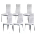 VEVOR Modern Dining Room Accent Chairs Set of 6, Upholstered Leather Side Chair , Kitchen Table Chair with Thick Cushions and Metal Legs, White