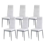 VEVOR Modern Dining Room Accent Chairs Set of 6, Upholstered Leather Side Chair , Kitchen Table Chair with Thick Cushions and Metal Legs, White
