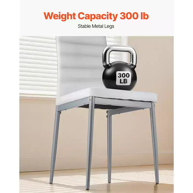 Sillas auxiliares modernas para comedor, silla lateral tapizada en cuero, silla para mesa de cocina con cojines gruesos y patas de metal, blanco