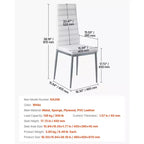 Sillas auxiliares modernas para comedor, silla lateral tapizada en cuero, silla para mesa de cocina con cojines gruesos y patas de metal, blanco