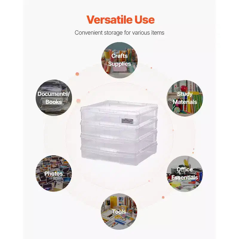 Almacenamiento de papel de álbum de recortes, Cajas de plástico apilables para juegos de mesa, Estuche transparente multiusos para documentos con esquinas redondeadas, Transparente