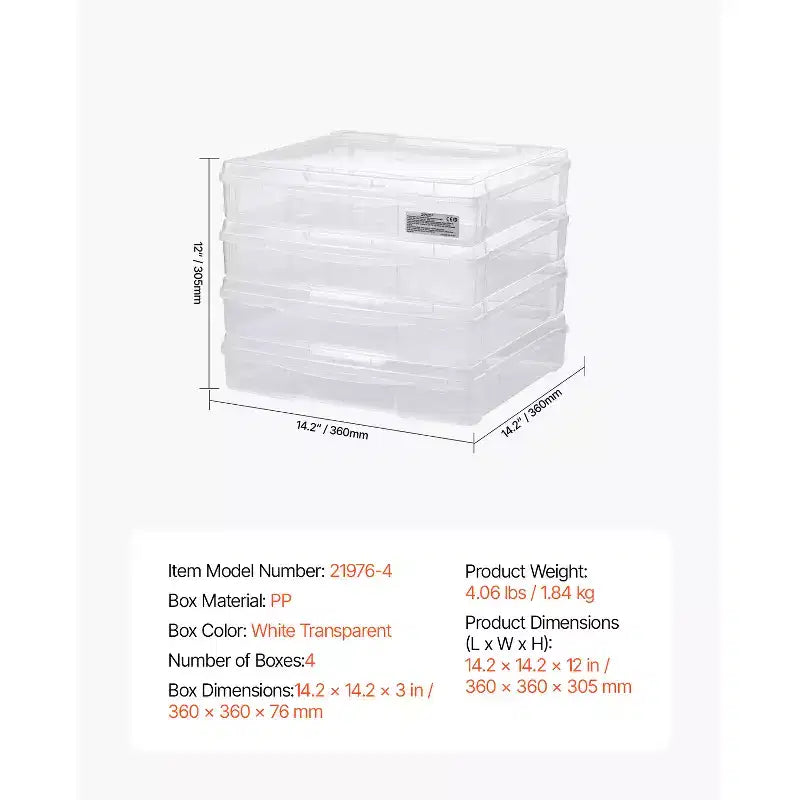 Almacenamiento de papel de álbum de recortes, Cajas de plástico apilables para juegos de mesa, Estuche transparente multiusos para documentos con esquinas redondeadas, Transparente