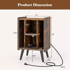 Mueble para tocadiscos con estación de carga y puertos USB, mesa auxiliar con armario para vinilos, estante de exhibición de álbumes para tocadiscos marrón/gris