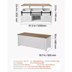 Mesa de centro elevable rústica de 120 cm con puerta de granero y compartimento de almacenamiento oculto, mesa de centro moderna rectangular, blanco