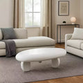 Royal Hampton Coffee Table, 30 Inch Asymmetric Pebble Design, High Gloss White
