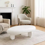 Mesa de centro, diseño de guijarro asimétrico de 30 pulgadas, blanco de alto brillo