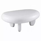 Mesa de centro, diseño de guijarro asimétrico de 30 pulgadas, blanco de alto brillo