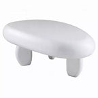 Mesa de centro, diseño de guijarro asimétrico de 30 pulgadas, blanco de alto brillo