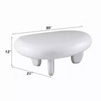 Mesa de centro, diseño de guijarro asimétrico de 30 pulgadas, blanco de alto brillo