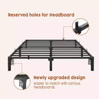 Base de cama metálica de alta resistencia, base de colchón resistente, fácil de montar sin ruido, no necesita somier para tamaño King, Queen, Full, Twin