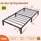 Base de cama metálica de alta resistencia, base de colchón resistente, fácil de montar sin ruido, no necesita somier para tamaño King, Queen, Full, Twin