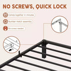 Base de cama metálica de alta resistencia, base de colchón resistente, fácil de montar sin ruido, no necesita somier para tamaño King, Queen, Full, Twin