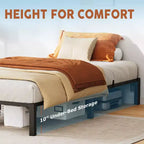 Base de cama metálica de alta resistencia, base de colchón resistente, fácil de montar sin ruido, no necesita somier para tamaño King, Queen, Full, Twin