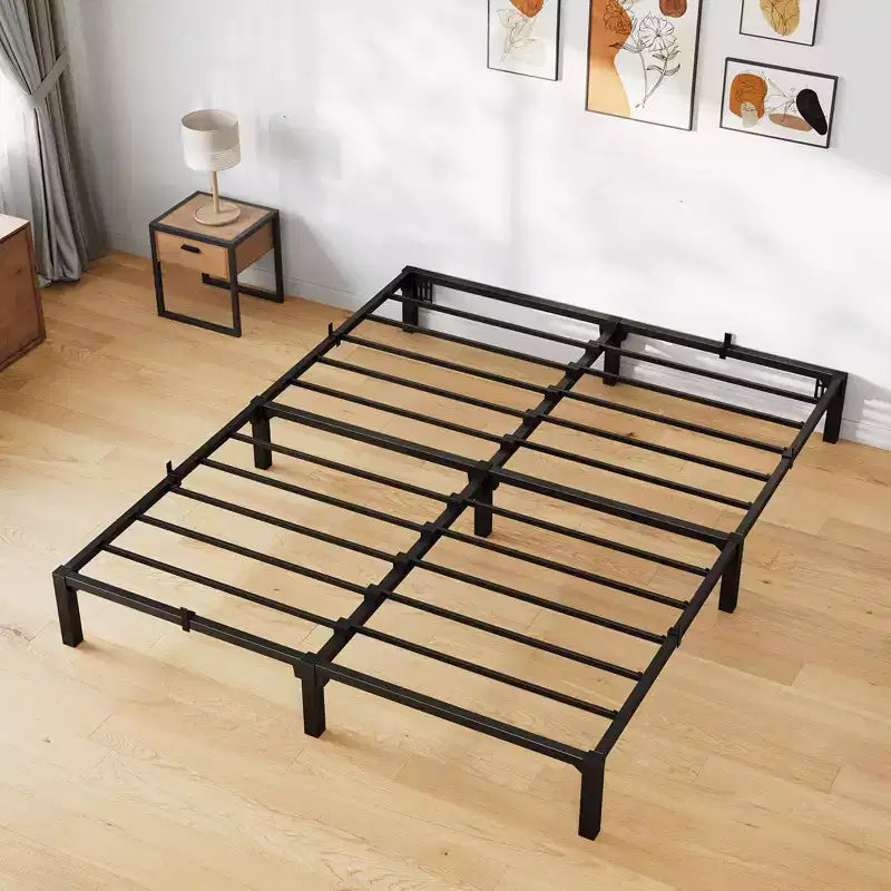 Base de cama metálica de alta resistencia, base de colchón resistente, fácil de montar sin ruido, no necesita somier para tamaño King, Queen, Full, Twin
