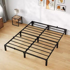 Base de cama metálica de alta resistencia, base de colchón resistente, fácil de montar sin ruido, no necesita somier para tamaño King, Queen, Full, Twin