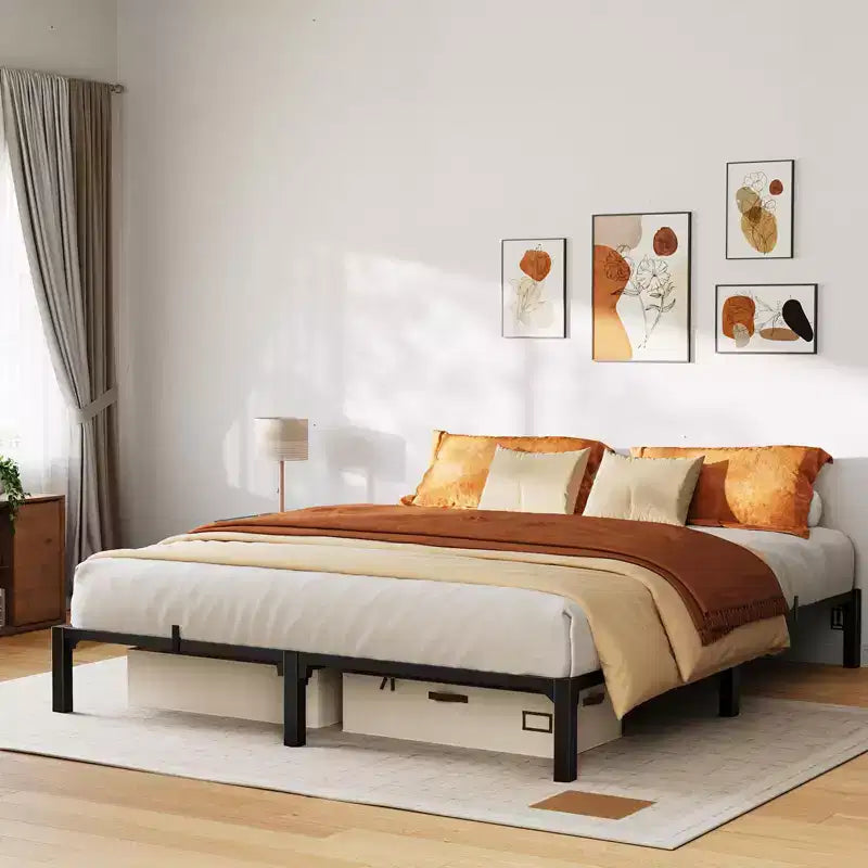 Heavy Duty Metal Bed Frame, Sturdy Mattress Foundation, Noise Free Easy Assembly, No Box Spring Needed for King, Queen, Full, Twin Size