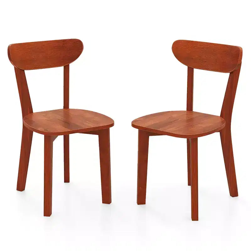 Costway Solid Wood Dining Chair Set of 2 w/ Curved Backrest & Rubber Wood Frame