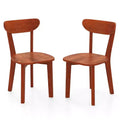 Costway Solid Wood Dining Chair Set of 2 w/ Curved Backrest & Rubber Wood Frame