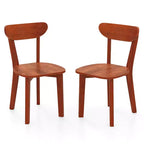 Costway Solid Wood Dining Chair Set of 2 w/ Curved Backrest & Rubber Wood Frame